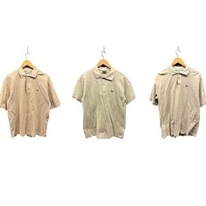 Lacoste Men's XL (7) Polo Shirts Beige Cotton Short Sleeve Classic Lot of 3